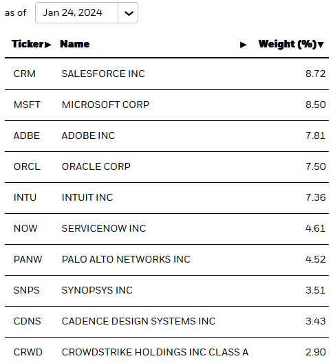 IGV ETF Top-10 Holdings