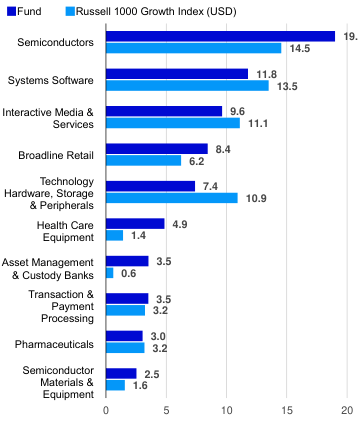 Top industries (% of total net assets)