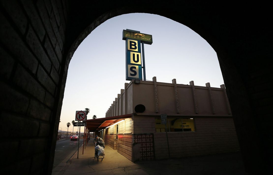 A Greyhound station near the US-Mexico border in 2020. Greyhound and other carriers serve travelers with few other options.