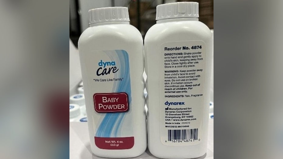 Dynarex baby powder recalled bottle